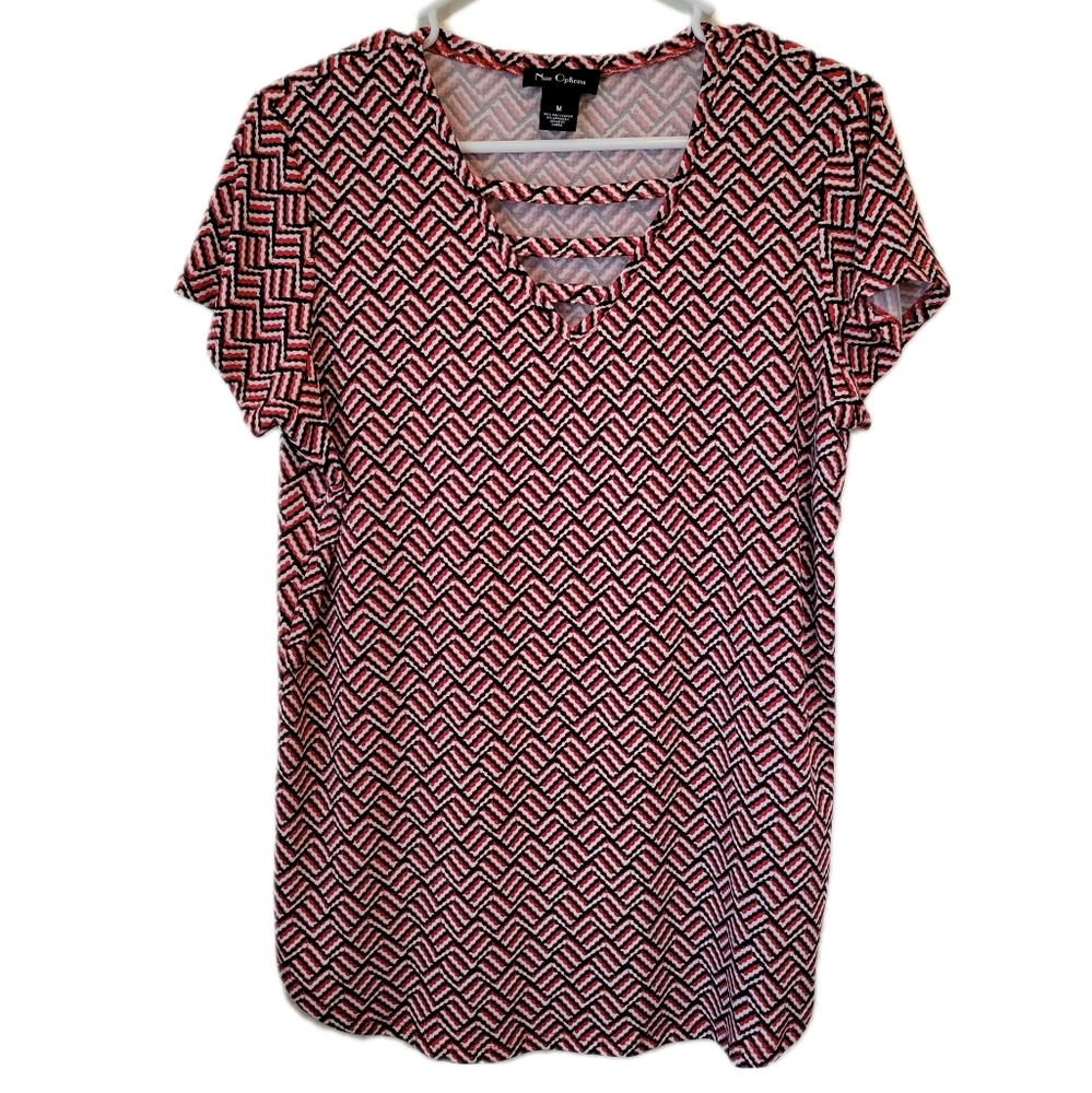 Women's Medium Short Sleeve Red, Black and White Top